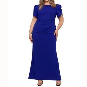 XSCAPE. Plus Size Tulip-Sleeve Gathered-Waist Gown